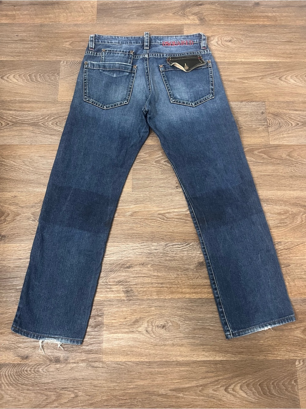 Vintage Y2K DSQUARED Men's Straight-Leg Jeans in Dark Blue Denim/A783